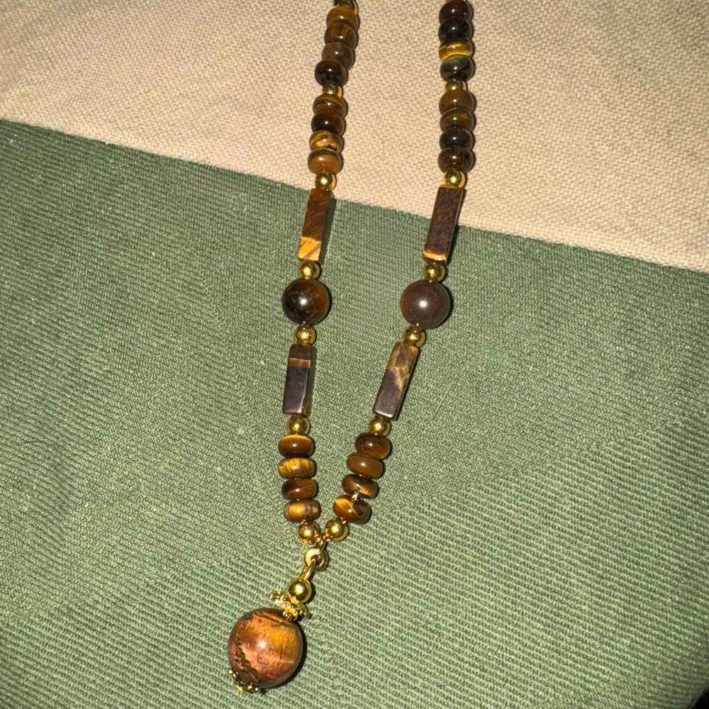 Tigereye and gold necklace